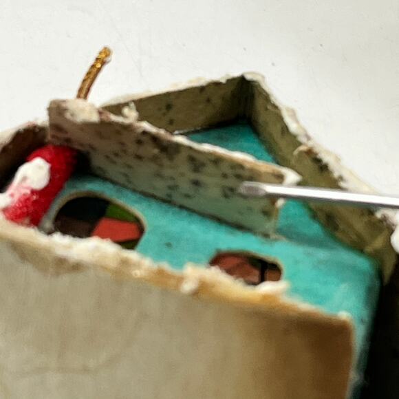 Vtg Japan Glitter House Ornaments Lot of 2 Cardboard Putz Style Christmas Decor - Picture 8 of 13